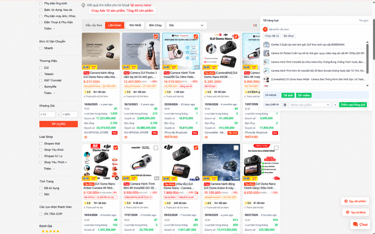 Tải ảnh và video hàng loạt theo từ khóa – màn hình AutoShopee Kit